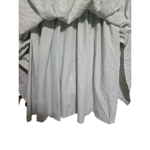 She + Sky Sage Green Paisley Midi Dress Front Zip Smocked Waist Sleeveless S - Picture 6 of 7